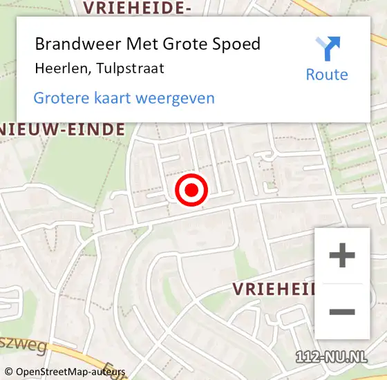 Locatie op kaart van de 112 melding: Brandweer Met Grote Spoed Naar Heerlen, Tulpstraat op 2 maart 2016 00:40