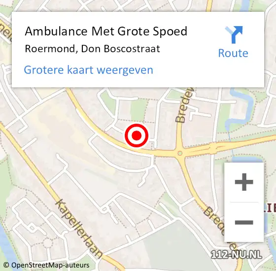 Locatie op kaart van de 112 melding: Ambulance Met Grote Spoed Naar Roermond, Don Boscostraat op 2 maart 2016 03:37