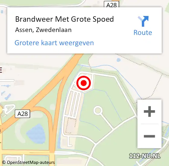 Locatie op kaart van de 112 melding: Brandweer Met Grote Spoed Naar Assen, Zwedenlaan op 2 maart 2016 04:27