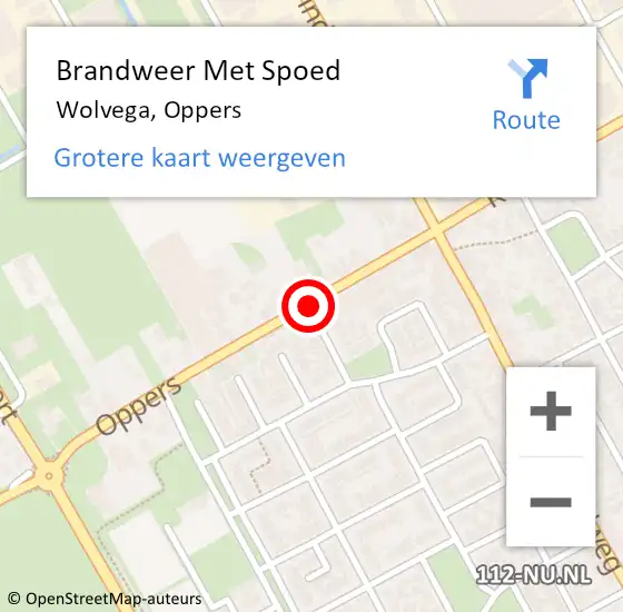 Locatie op kaart van de 112 melding: Brandweer Met Spoed Naar Wolvega, Oppers op 2 maart 2016 06:16