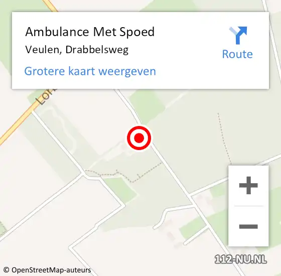 Locatie op kaart van de 112 melding: Ambulance Met Spoed Naar Veulen, Drabbelsweg op 15 september 2013 09:59