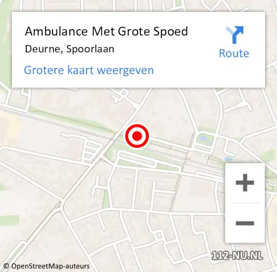 Locatie op kaart van de 112 melding: Ambulance Met Grote Spoed Naar Deurne, Spoorlaan op 2 maart 2016 08:01