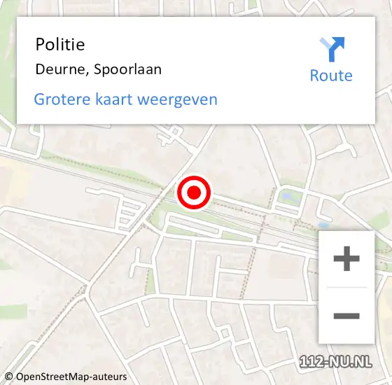 Locatie op kaart van de 112 melding: Politie Deurne, Spoorlaan op 2 maart 2016 08:04