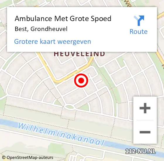 Locatie op kaart van de 112 melding: Ambulance Met Grote Spoed Naar Best, Grondheuvel op 2 maart 2016 08:05