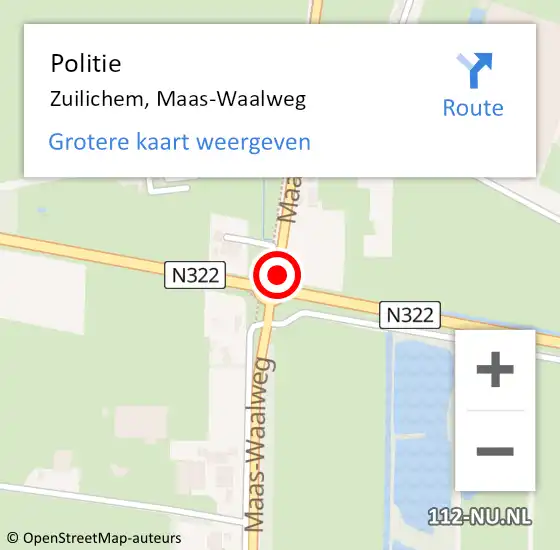 Locatie op kaart van de 112 melding: Politie Zuilichem, Maas-Waalweg op 2 maart 2016 08:35