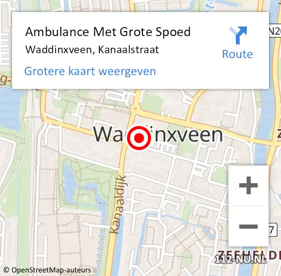 Locatie op kaart van de 112 melding: Ambulance Met Grote Spoed Naar Waddinxveen, Kanaalstraat op 2 maart 2016 09:20