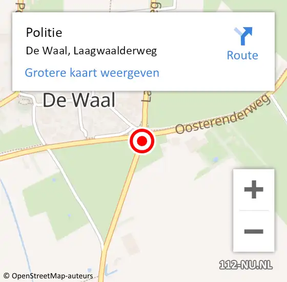 Locatie op kaart van de 112 melding: Politie De Waal, Laagwaalderweg op 2 maart 2016 09:32