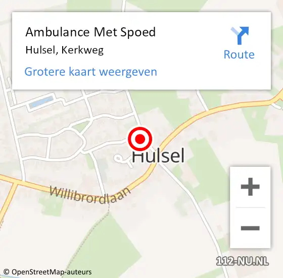 Locatie op kaart van de 112 melding: Ambulance Met Spoed Naar Hulsel, Kerkweg op 2 maart 2016 10:04