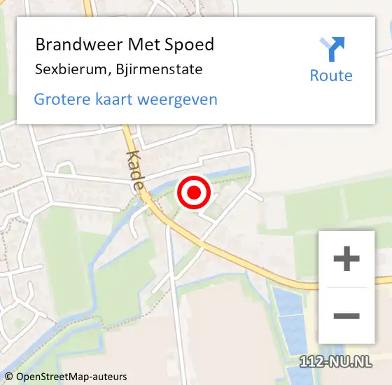 Locatie op kaart van de 112 melding: Brandweer Met Spoed Naar Sexbierum, Bjirmenstate op 2 maart 2016 11:35