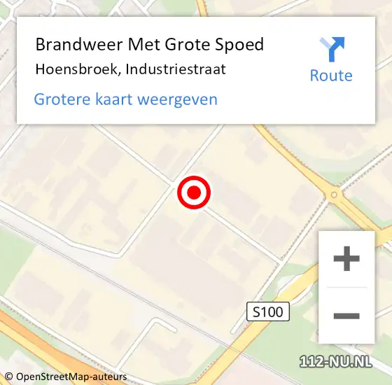 Locatie op kaart van de 112 melding: Brandweer Met Grote Spoed Naar Hoensbroek, Industriestraat op 2 maart 2016 12:06