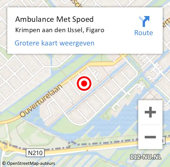 Locatie op kaart van de 112 melding: Ambulance Met Spoed Naar Krimpen aan den IJssel, Figaro op 2 maart 2016 12:23