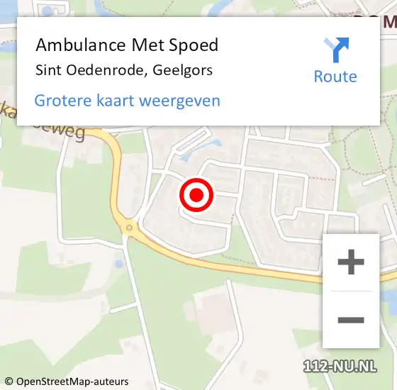 Locatie op kaart van de 112 melding: Ambulance Met Spoed Naar Sint Oedenrode, Geelgors op 2 maart 2016 12:42