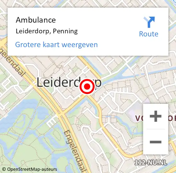 Locatie op kaart van de 112 melding: Ambulance Leiderdorp, Penning op 2 maart 2016 13:28