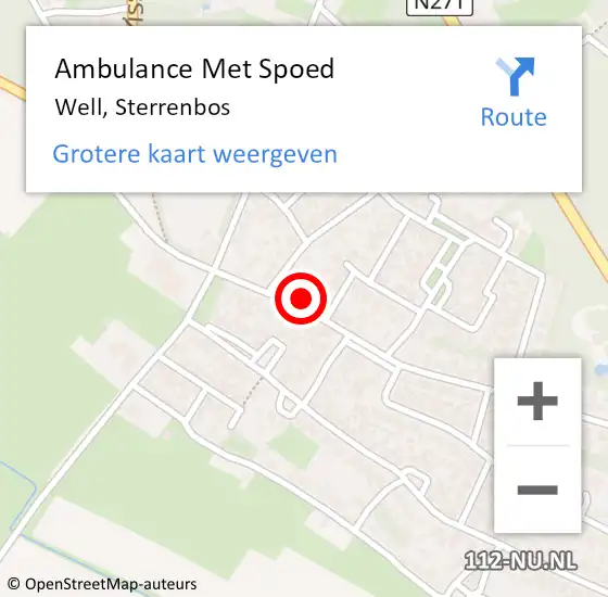 Locatie op kaart van de 112 melding: Ambulance Met Spoed Naar Well, Sterrenbos op 7 december 2013 14:50