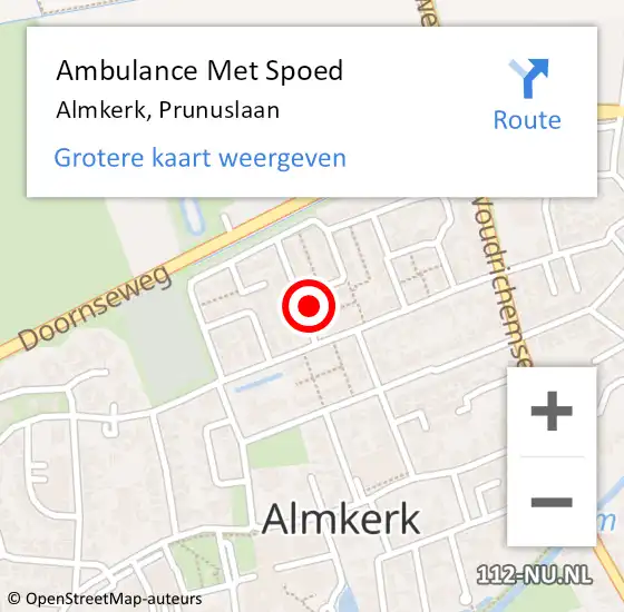 Locatie op kaart van de 112 melding: Ambulance Met Spoed Naar Almkerk, Prunuslaan op 2 maart 2016 13:49