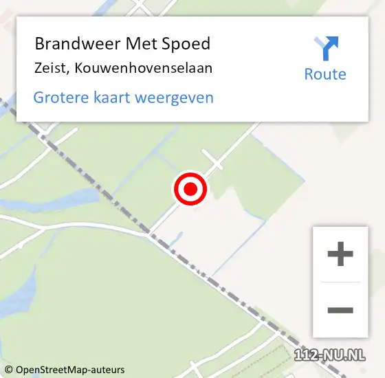 Locatie op kaart van de 112 melding: Brandweer Met Spoed Naar Zeist, Kouwenhovenselaan op 7 december 2013 14:51