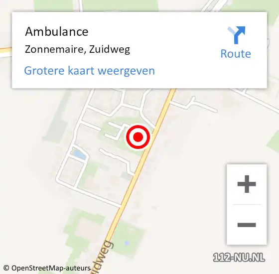 Locatie op kaart van de 112 melding: Ambulance Zonnemaire, Zuidweg op 2 maart 2016 14:01