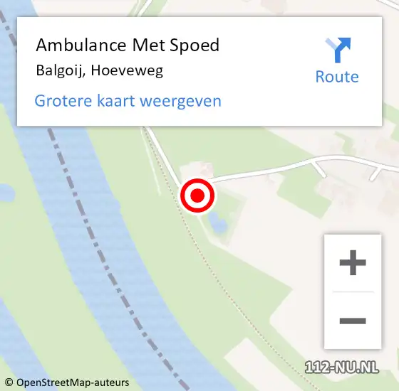 Locatie op kaart van de 112 melding: Ambulance Met Spoed Naar Balgoij, Hoeveweg op 2 maart 2016 14:56