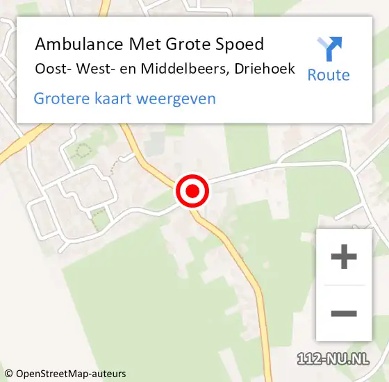 Locatie op kaart van de 112 melding: Ambulance Met Grote Spoed Naar Oost- West- en Middelbeers, Driehoek op 2 maart 2016 14:58