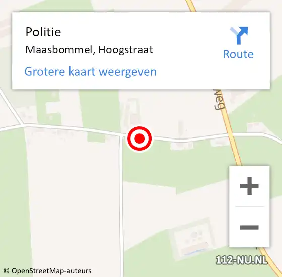 Locatie op kaart van de 112 melding: Politie Maasbommel, Hoogstraat op 2 maart 2016 15:07