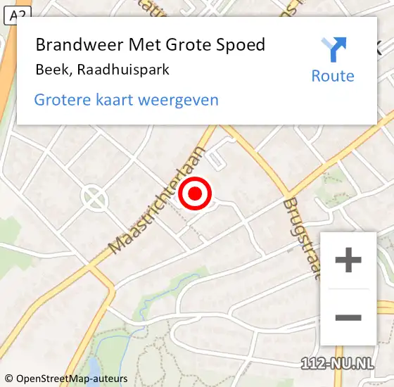 Locatie op kaart van de 112 melding: Brandweer Met Grote Spoed Naar Beek, Raadhuispark op 2 maart 2016 15:11