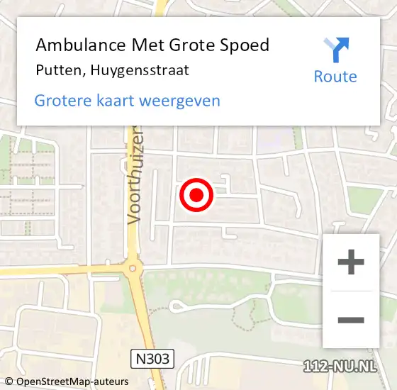 Locatie op kaart van de 112 melding: Ambulance Met Grote Spoed Naar Putten, Huygensstraat op 2 maart 2016 16:06