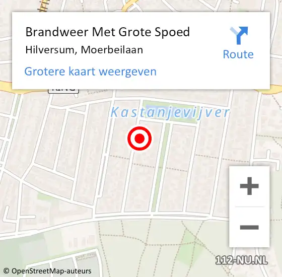 Locatie op kaart van de 112 melding: Brandweer Met Grote Spoed Naar Hilversum, Moerbeilaan op 2 maart 2016 16:15