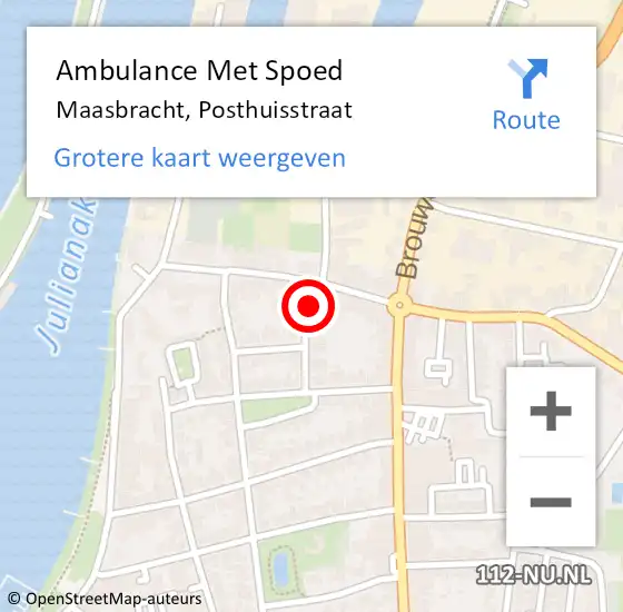 Locatie op kaart van de 112 melding: Ambulance Met Spoed Naar Maasbracht, Posthuisstraat op 7 december 2013 15:03