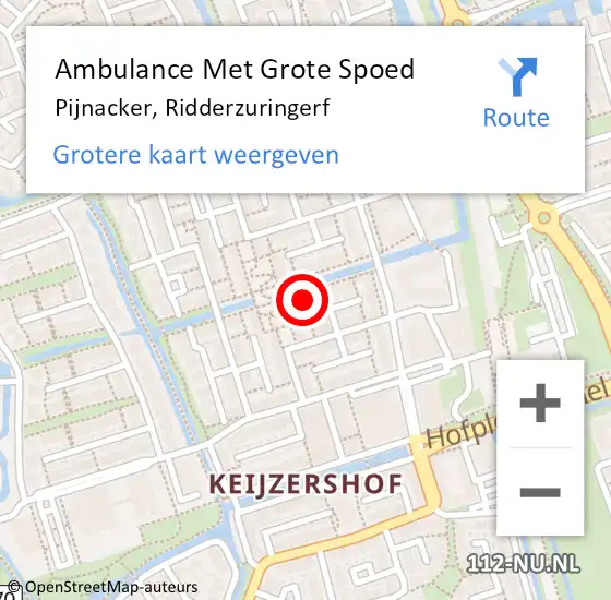 Locatie op kaart van de 112 melding: Ambulance Met Grote Spoed Naar Pijnacker, Ridderzuringerf op 2 maart 2016 16:54