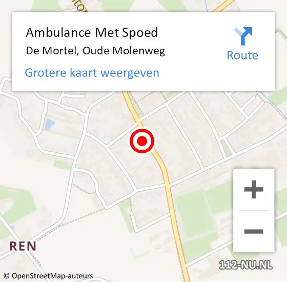 Locatie op kaart van de 112 melding: Ambulance Met Spoed Naar De Mortel, Oude Molenweg op 2 maart 2016 18:33