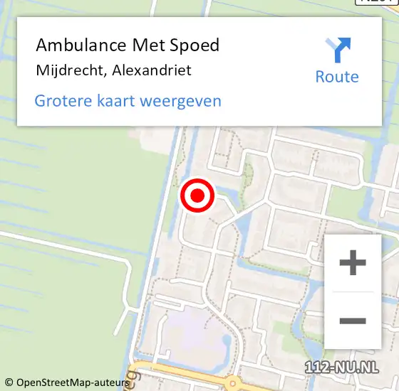 Locatie op kaart van de 112 melding: Ambulance Met Spoed Naar Mijdrecht, Alexandriet op 2 maart 2016 19:24