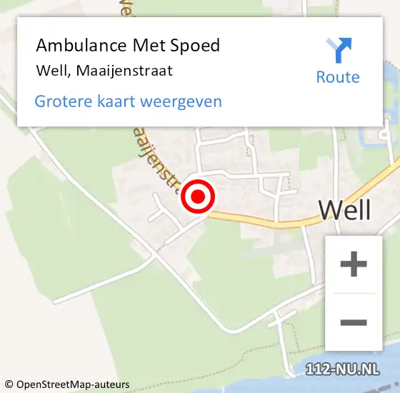 Locatie op kaart van de 112 melding: Ambulance Met Spoed Naar Well, Maaijenstraat op 2 maart 2016 19:24