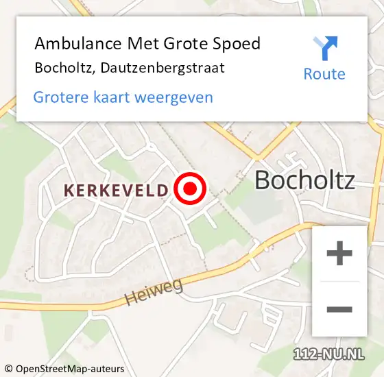 Locatie op kaart van de 112 melding: Ambulance Met Grote Spoed Naar Bocholtz, Dautzenbergstraat op 7 december 2013 15:33