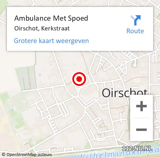 Locatie op kaart van de 112 melding: Ambulance Met Spoed Naar Oirschot, Kerkstraat op 2 maart 2016 21:06