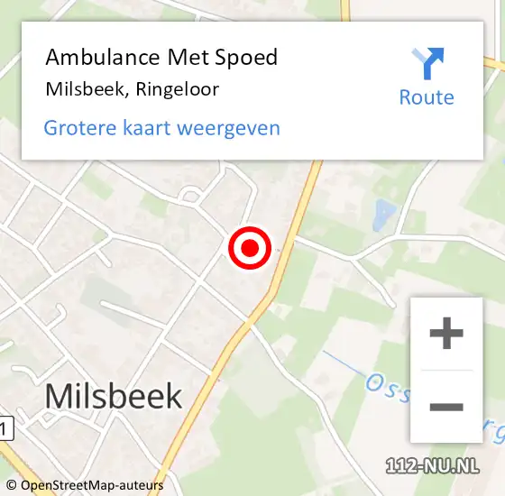 Locatie op kaart van de 112 melding: Ambulance Met Spoed Naar Milsbeek, Ringeloor op 7 december 2013 15:38