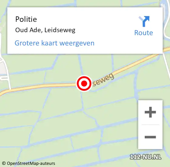 Locatie op kaart van de 112 melding: Politie Oud Ade, Leidseweg op 3 maart 2016 00:31