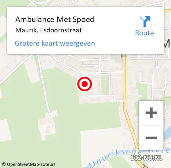 Locatie op kaart van de 112 melding: Ambulance Met Spoed Naar Maurik, Esdoornstraat op 3 maart 2016 07:30