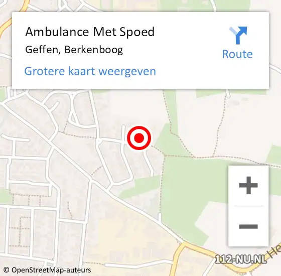 Locatie op kaart van de 112 melding: Ambulance Met Spoed Naar Geffen, Berkenboog op 3 maart 2016 07:33