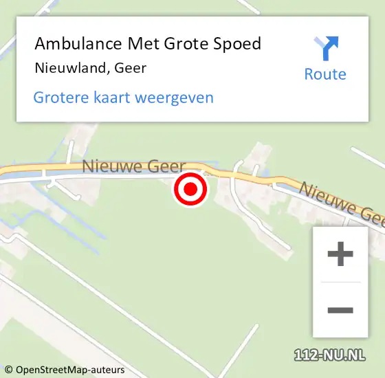 Locatie op kaart van de 112 melding: Ambulance Met Grote Spoed Naar Nieuwland, Geer op 3 maart 2016 07:51