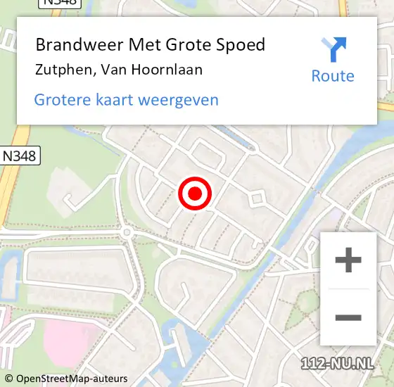 Locatie op kaart van de 112 melding: Brandweer Met Grote Spoed Naar Zutphen, Van Hoornlaan op 7 december 2013 16:10