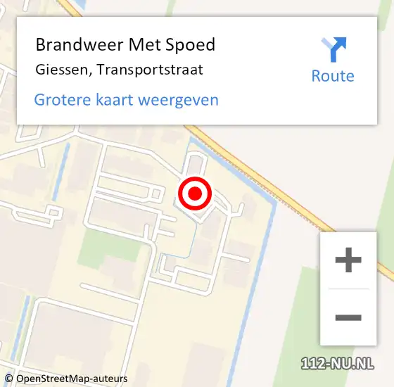 Locatie op kaart van de 112 melding: Brandweer Met Spoed Naar Giessen, Transportstraat op 7 december 2013 16:18