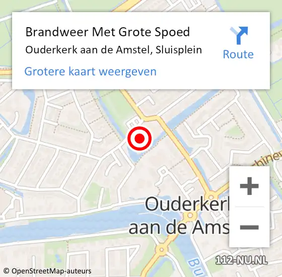 Locatie op kaart van de 112 melding: Brandweer Met Grote Spoed Naar Ouderkerk aan de Amstel, Sluisplein op 7 december 2013 16:19