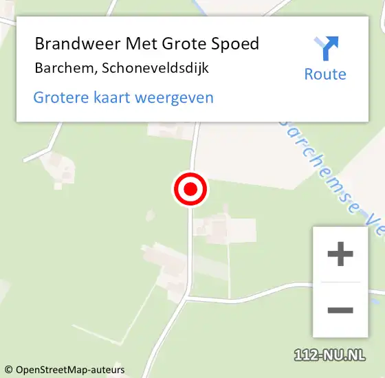 Locatie op kaart van de 112 melding: Brandweer Met Grote Spoed Naar Barchem, Schoneveldsdijk op 7 december 2013 16:20