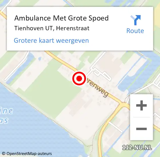 Locatie op kaart van de 112 melding: Ambulance Met Grote Spoed Naar Tienhoven UT, Herenstraat op 3 maart 2016 10:23