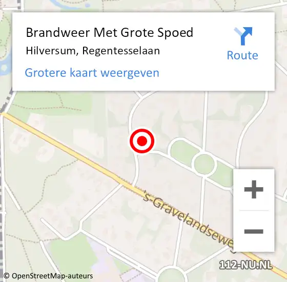 Locatie op kaart van de 112 melding: Brandweer Met Grote Spoed Naar Hilversum, Regentesselaan op 7 december 2013 16:40