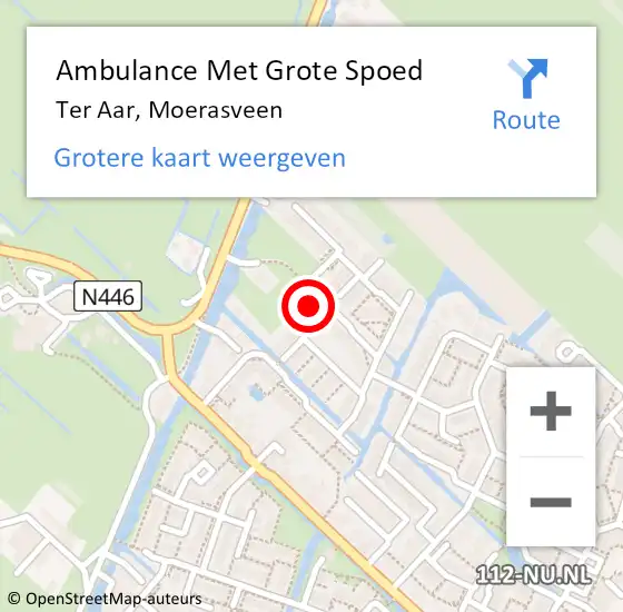 Locatie op kaart van de 112 melding: Ambulance Met Grote Spoed Naar Ter Aar, Moerasveen op 3 maart 2016 11:53