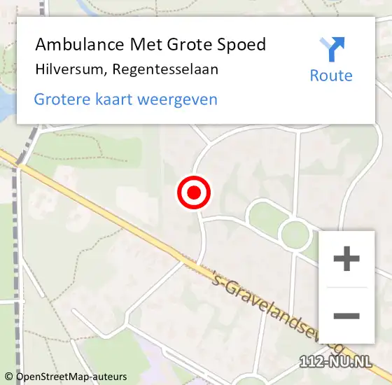 Locatie op kaart van de 112 melding: Ambulance Met Grote Spoed Naar Hilversum, Regentesselaan op 7 december 2013 16:43