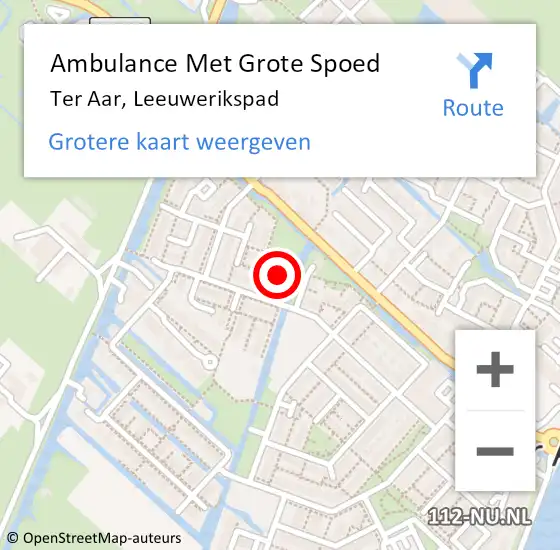 Locatie op kaart van de 112 melding: Ambulance Met Grote Spoed Naar Ter Aar, Leeuwerikspad op 3 maart 2016 12:37
