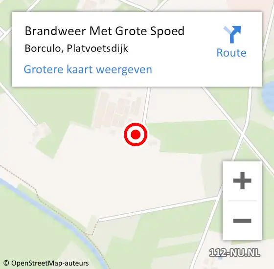 Locatie op kaart van de 112 melding: Brandweer Met Grote Spoed Naar Borculo, Platvoetsdijk op 3 maart 2016 12:54