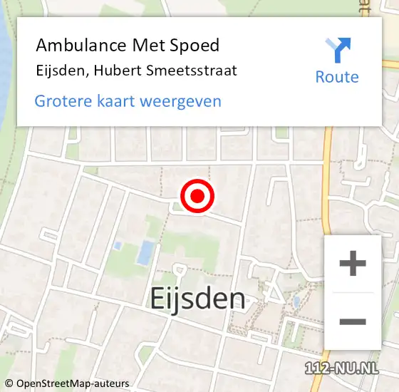 Locatie op kaart van de 112 melding: Ambulance Met Spoed Naar Eijsden, Hubert Smeetsstraat op 7 december 2013 16:52